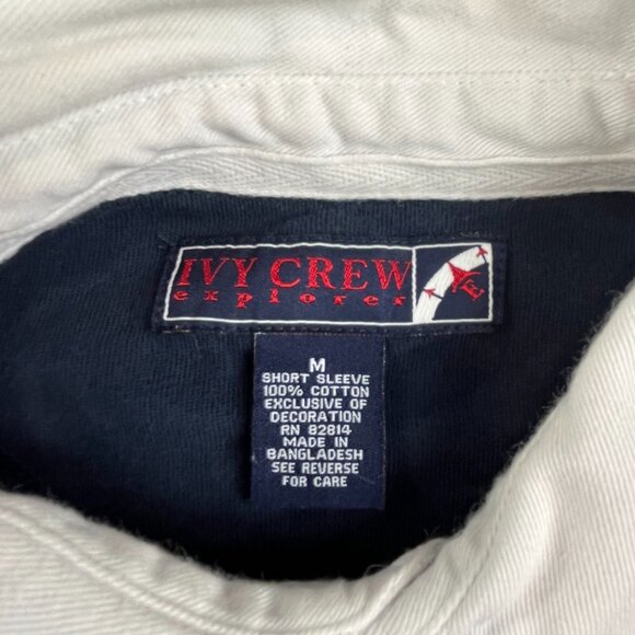 VTG IVY Crew Explorer USA Golf Polo Shirt Men's M Blue Striped Summer RN 82814 - Picture 3 of 8